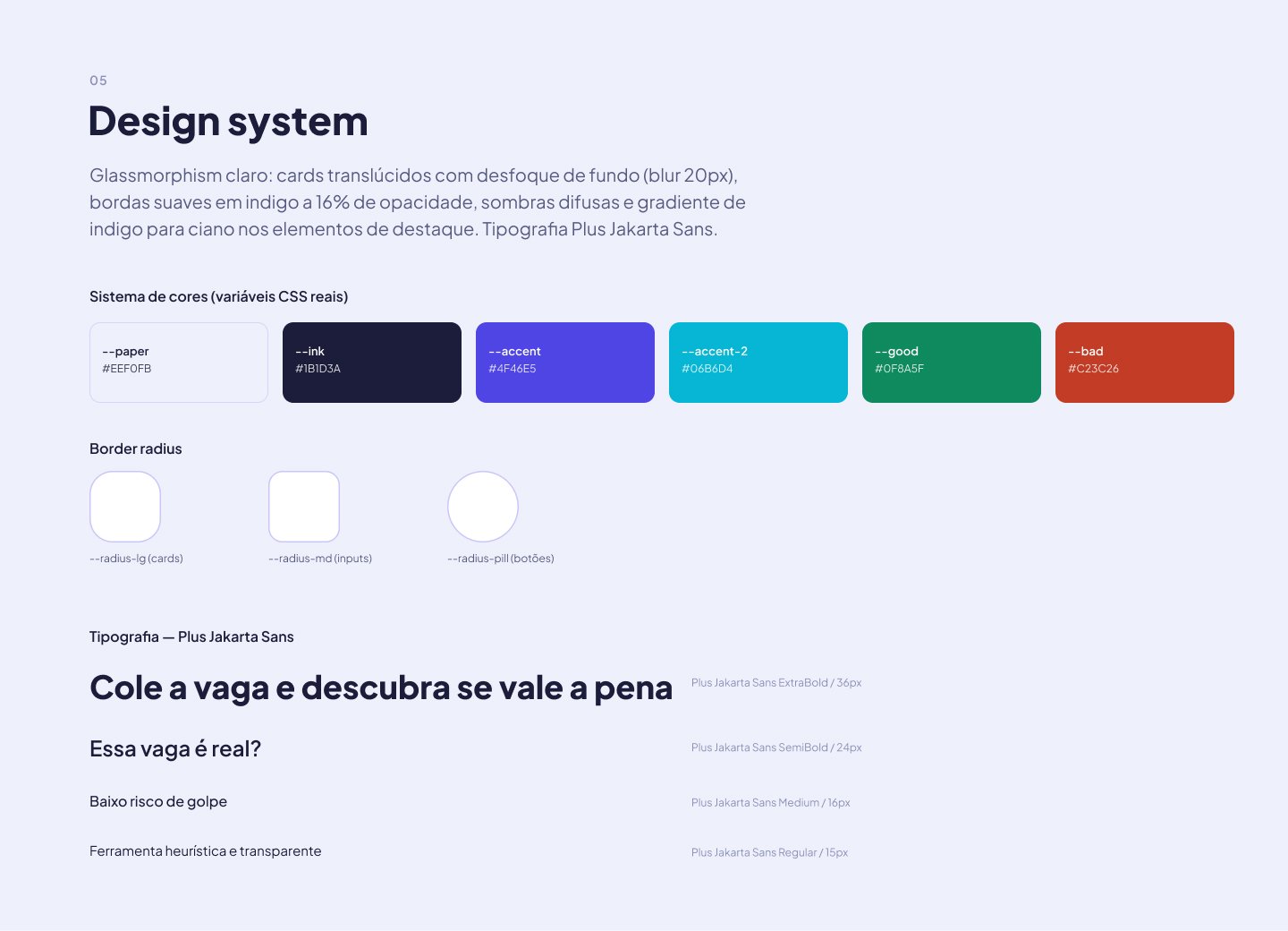 Radar de Vagas — design system